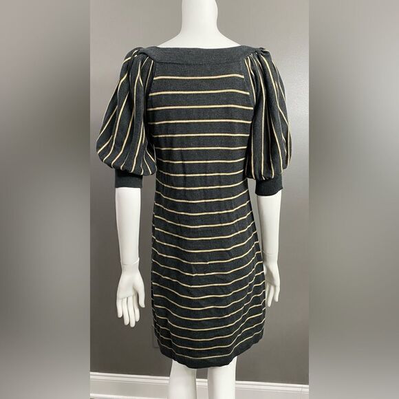 Coldwater Creek Women's Gray Striped Short Sleeve Knit Dress Size XS (4-6) - Picture 4 of 11